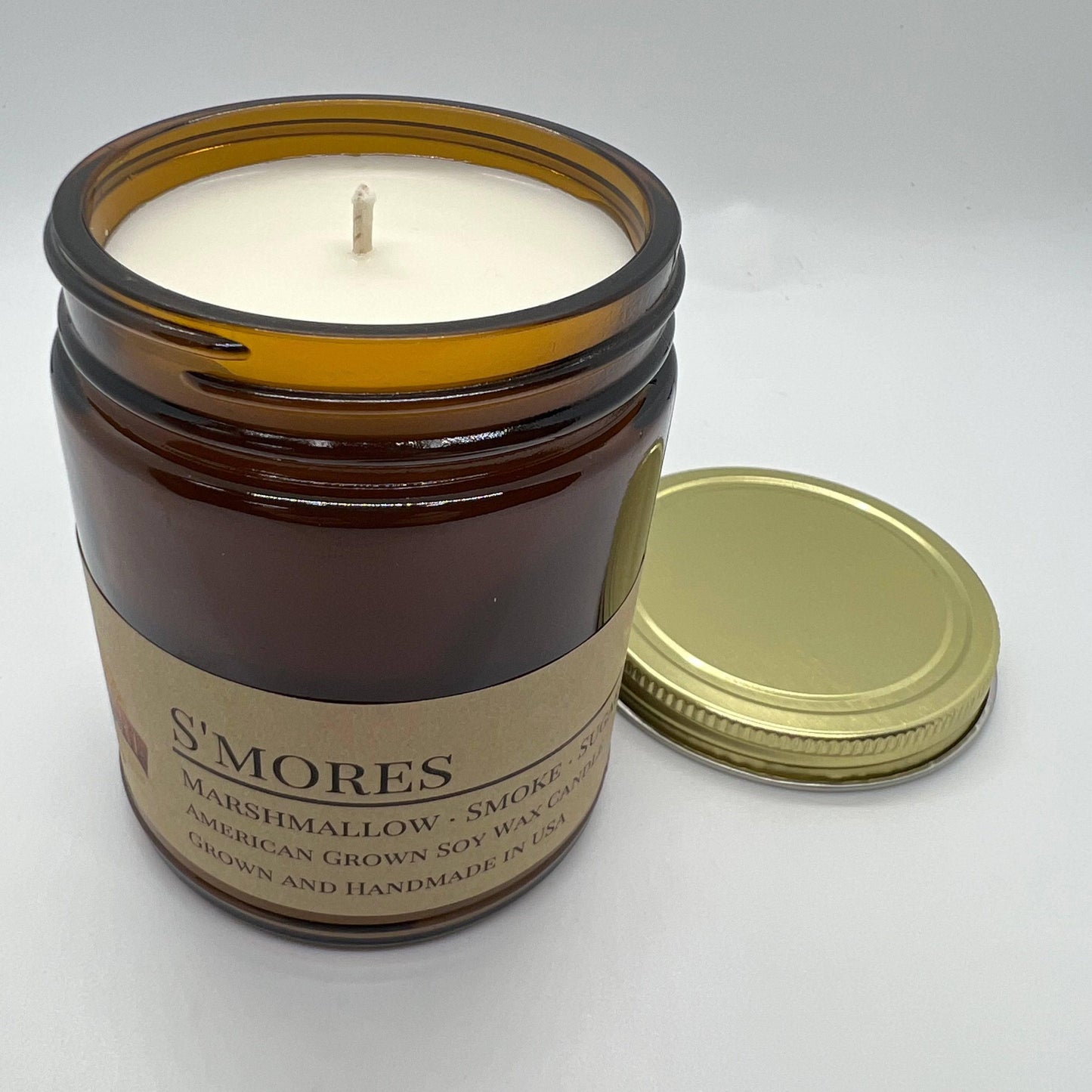 S'mores Soy Wax Candle | 9 oz Amber Apothecary Jar