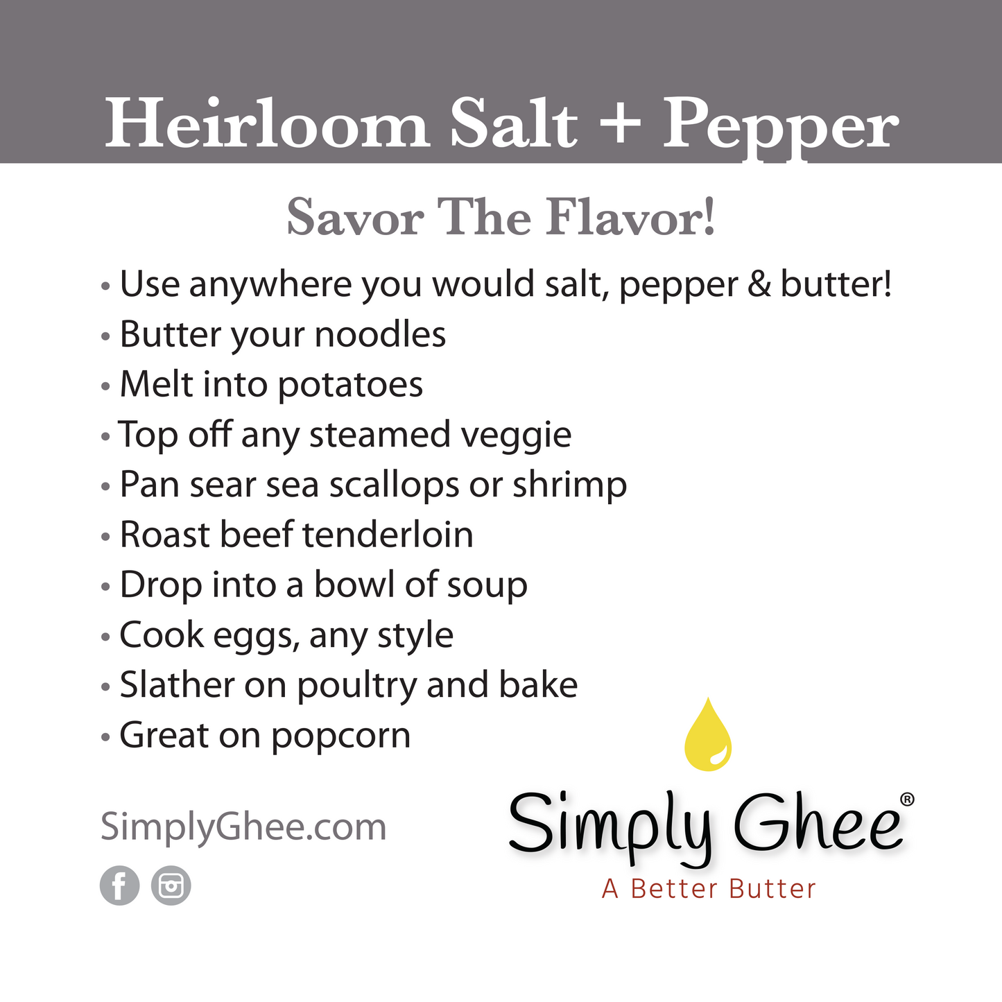 Heirloom Salt + Pepper Ghee DIY Mix - Homeland Harvest