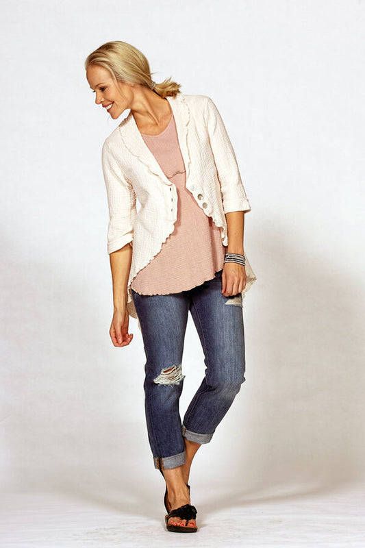 gauze button front cardigan - Homeland Harvest