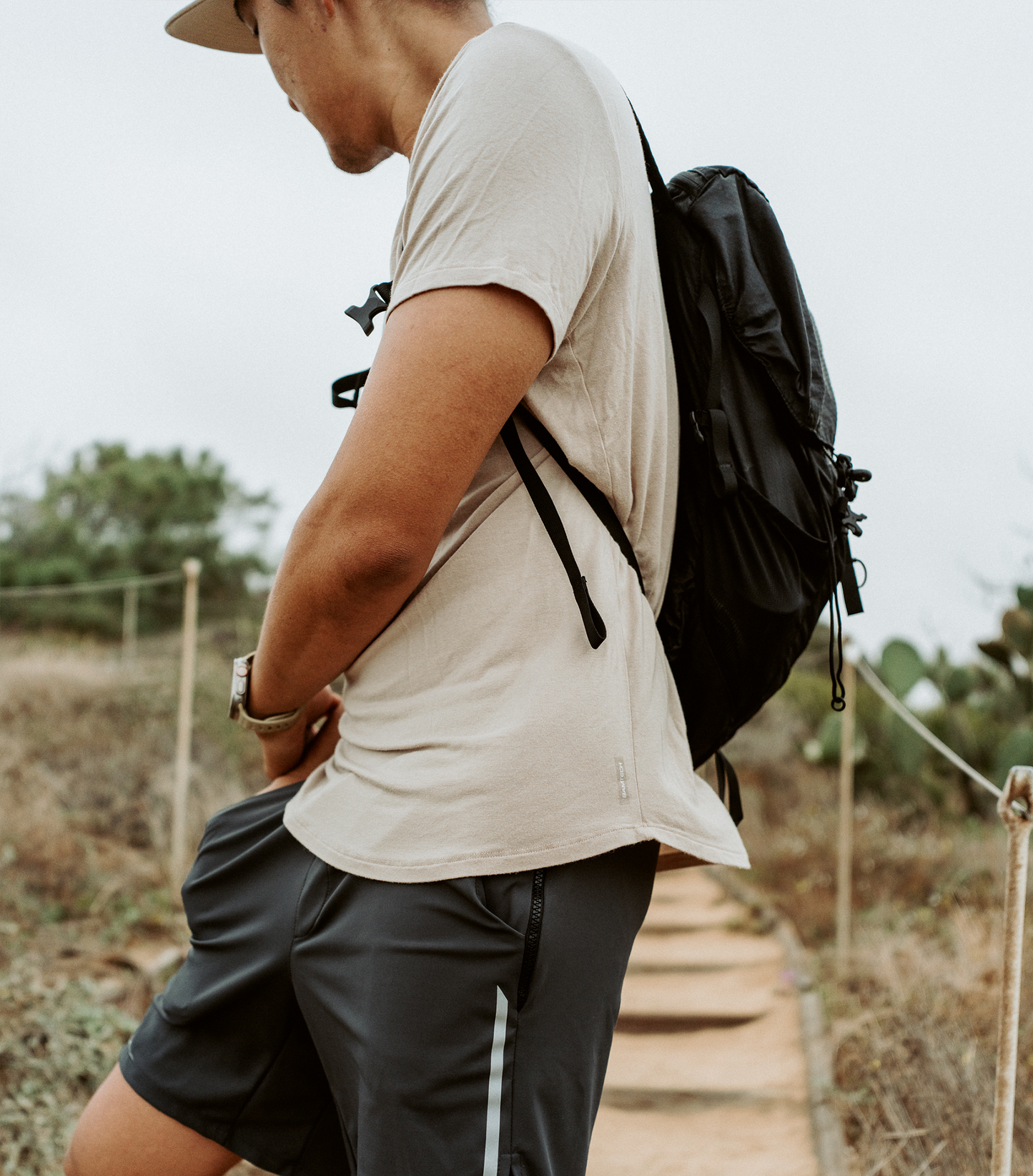 Bamboo Swift Curve-Hem T-Shirt - Sandstone - Homeland Harvest