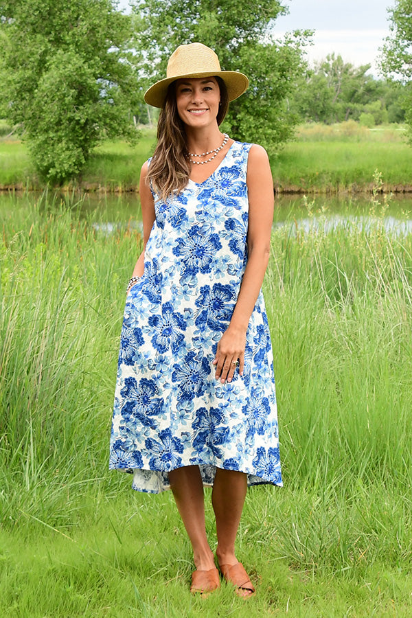 floral linen trapeze dress - Homeland Harvest