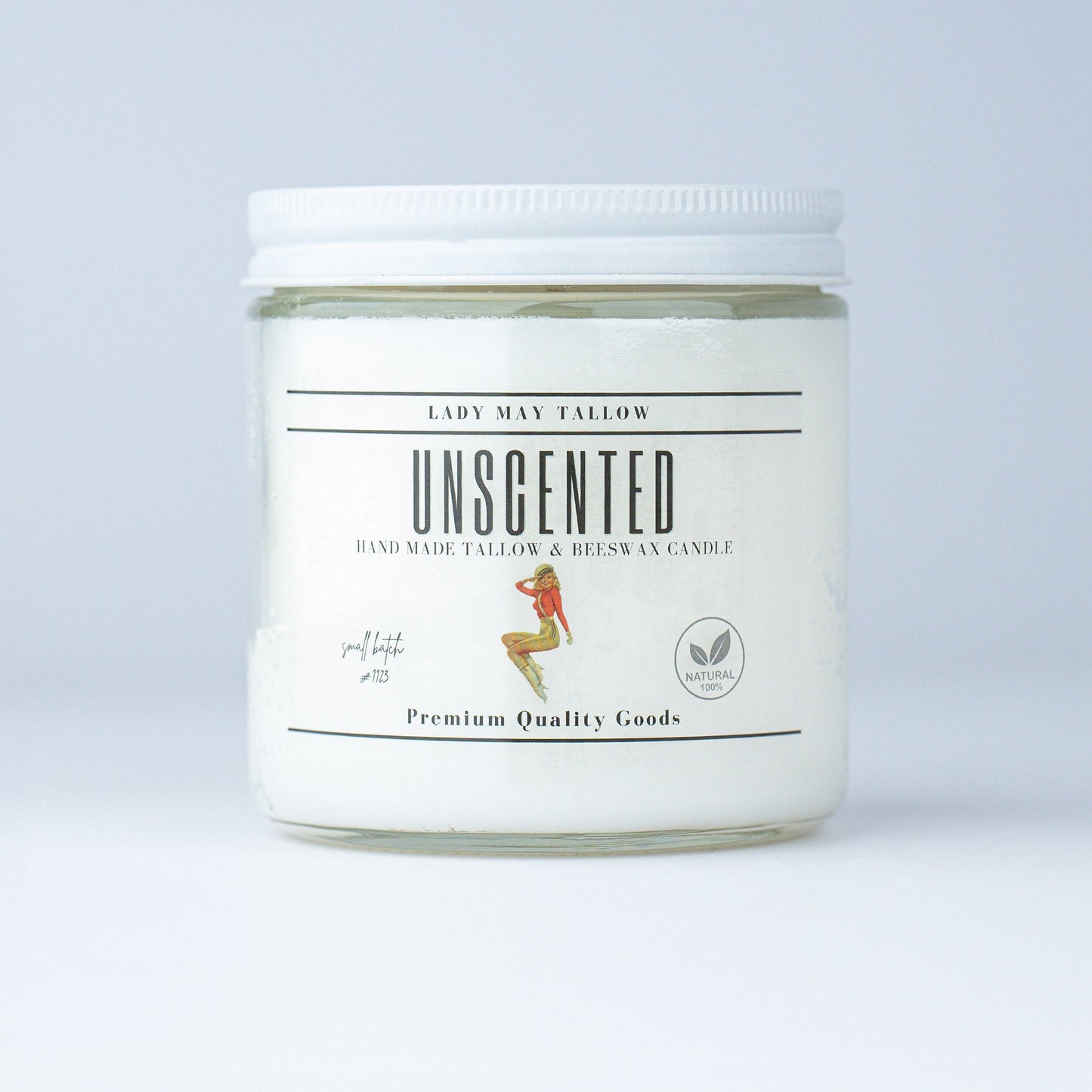 Unscented Tallow & Beeswax Candle | All-Natural, Non-Toxic, Clean-Burning