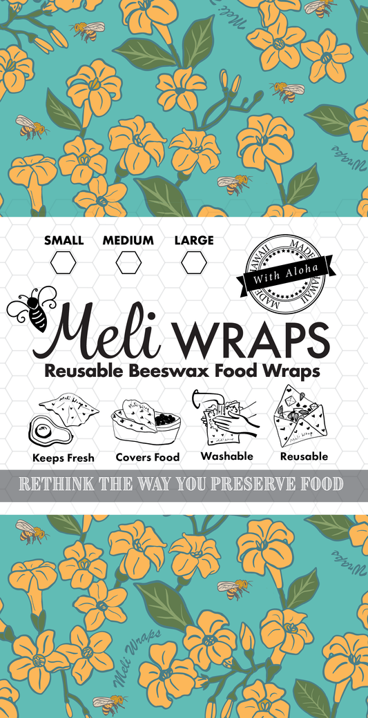 Beeswax Food Wrap - Puakenikeni Print - Homeland Harvest