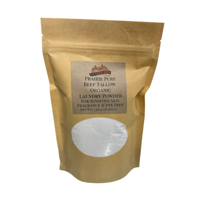 Beef Tallow Organic Laundry Detergent Soap Powder - Made in USA - Fragrance and Dye Free for Sensitive Skin
