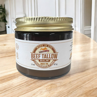 Grass Fed Beef Tallow Balm - 2 oz - Grown and Made in USA - Organic Grass Fed and Finished Tallow - Moisturizing Skin Care