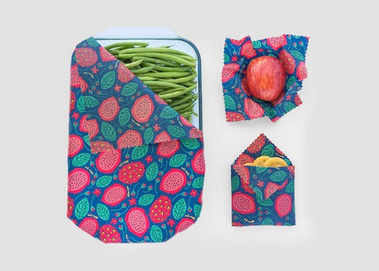 Beeswax Food Wrap - Dragonfruit Print - Homeland Harvest