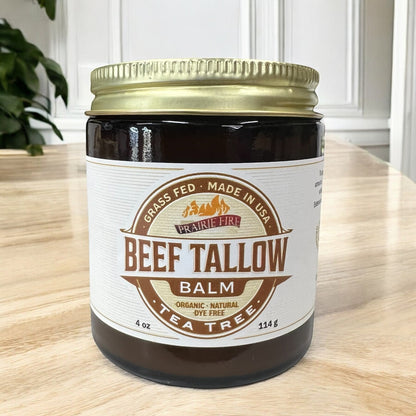 Grass Fed Beef Tallow Balm - 4 oz - Made in USA - Organic Grass Fed and Finished Tallow - Moisturizing Skin Care