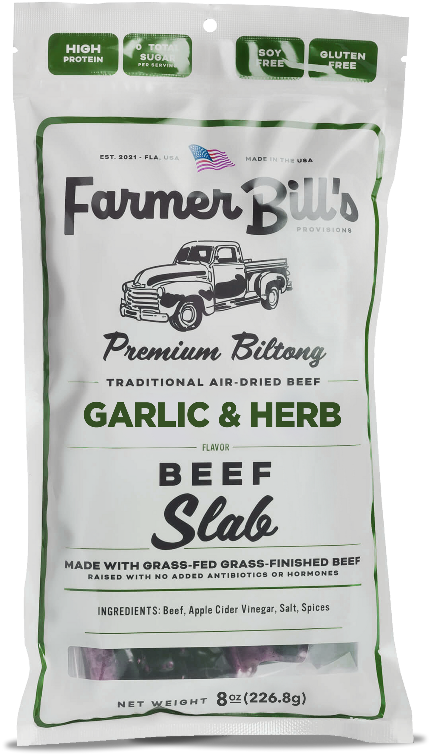 8 oz Garlic & Herb Beef Biltong Slab