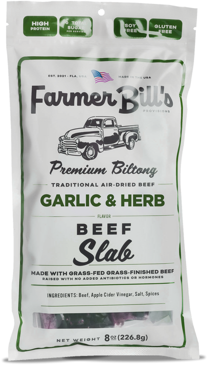 8 oz Garlic & Herb Beef Biltong Slab
