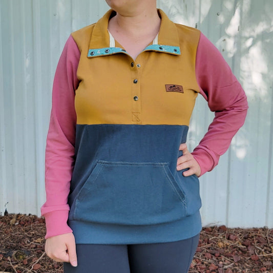 Women's Colorful Half-Snap Sweater - Homeland Harvest