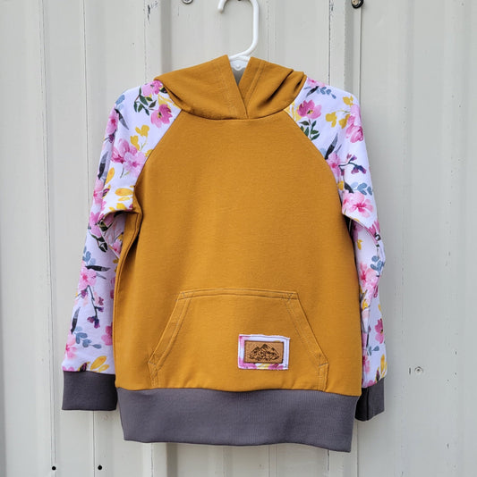 Kids Hoodie - Gold/Magenta Floral - Homeland Harvest