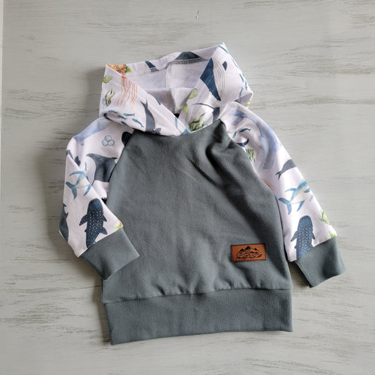 Kids Sea Life hoodie - Organic American Made Cotton - Homeland Harvest