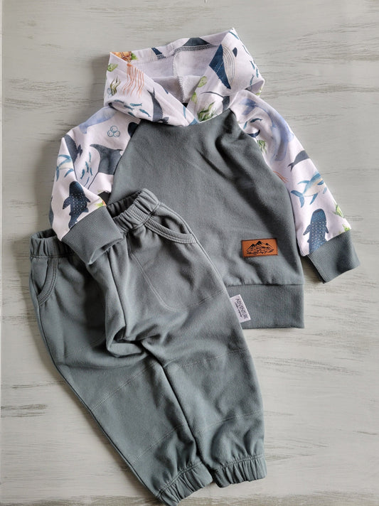Kids Sea Life hoodie - Organic American Made Cotton - Homeland Harvest