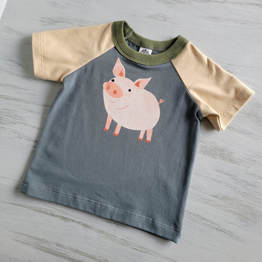 Blue - Kids Animals Tshirt - Organic American made Cotton - Homeland Harvest