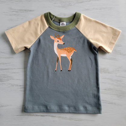 Blue - Kids Animals Tshirt - Organic American made Cotton - Homeland Harvest