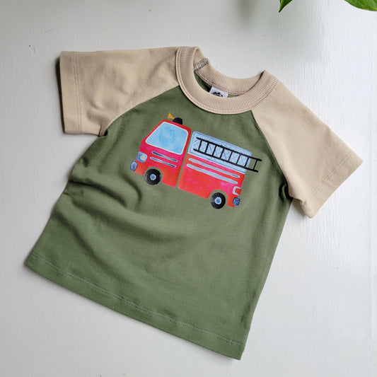 Kids Green Trucks Tshirt - Organic American made Cotton - Homeland Harvest