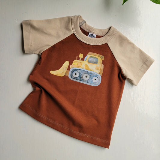 Kids Rust Brown Trucks Tshirt - Organic American made Cotton - Homeland Harvest