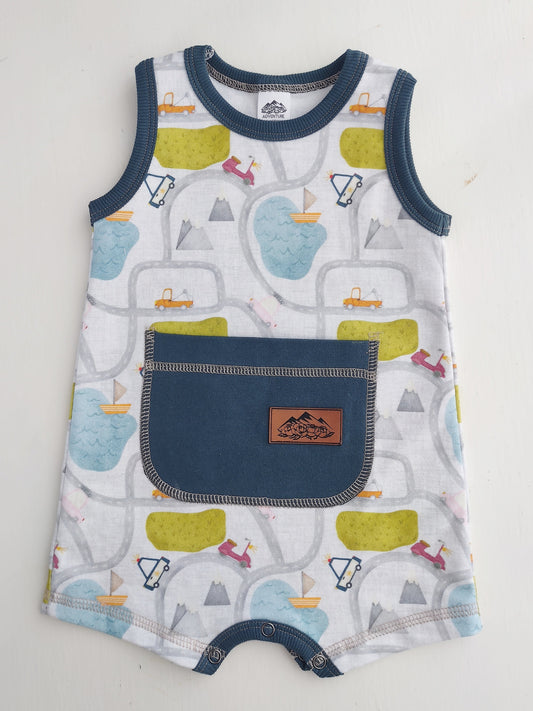 Baby/Toddler Tank Romper - Road Map - Homeland Harvest