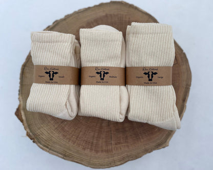 Organic Cotton Crew Socks - 3 Pack - Homeland Harvest