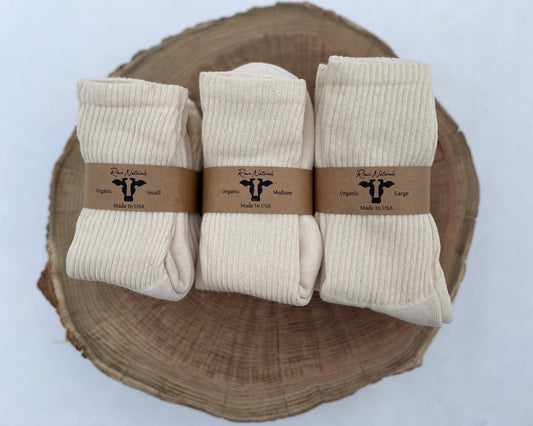 Organic Cotton Crew Socks - 3 Pack - Homeland Harvest