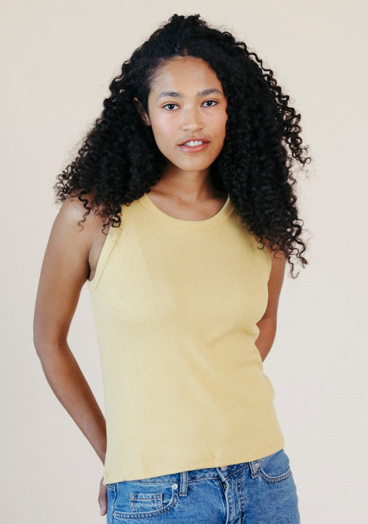 Charlie Ribbed Tank - Sunbeam Yellow - Homeland Harvest