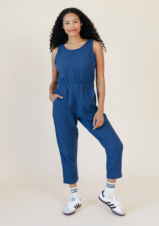 Jameela Organic Cotton Jumpsuit - Deep Sea - Homeland Harvest