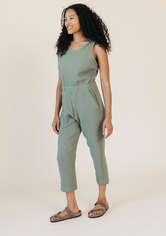 Jameela Organic Cotton Jumpsuit - Seagrass - Homeland Harvest