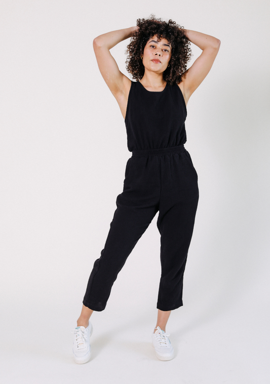 Jameela Organic Cotton Jumpsuit - Black - Homeland Harvest