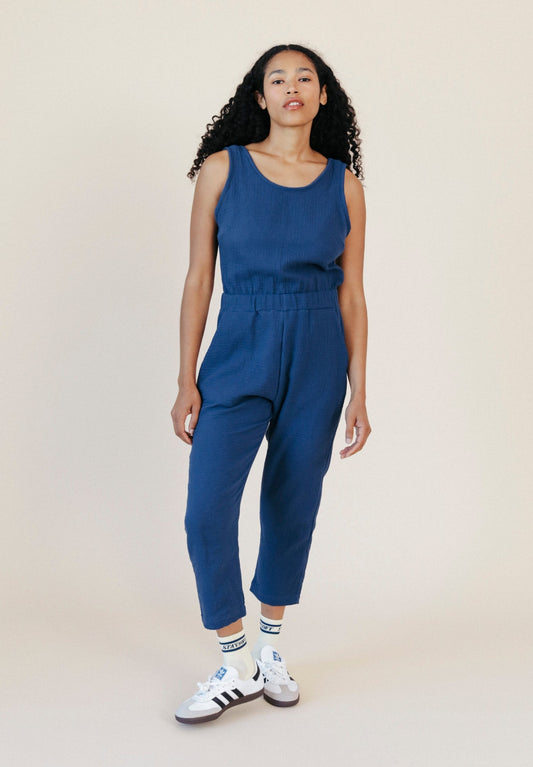 Jameela Organic Cotton Jumpsuit - Deep Sea - Homeland Harvest