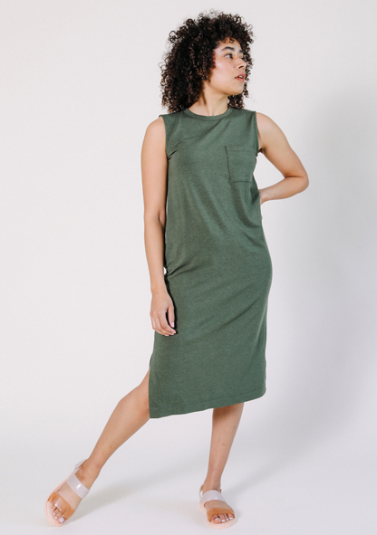 Sophie Tank Jersey Dress - Moss - Homeland Harvest