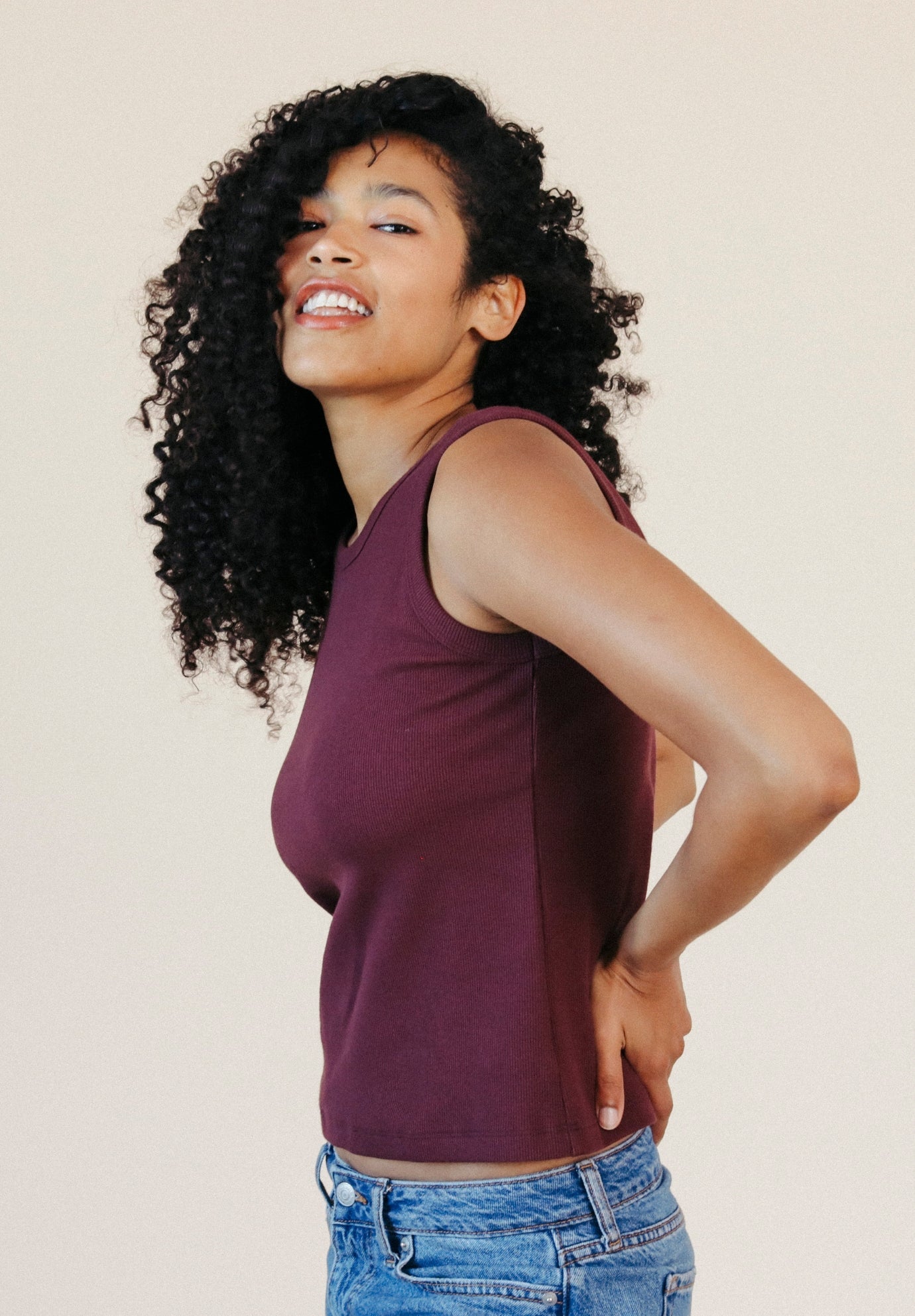 Charlie Ribbed Organic Cotton Tank - Port - Homeland Harvest