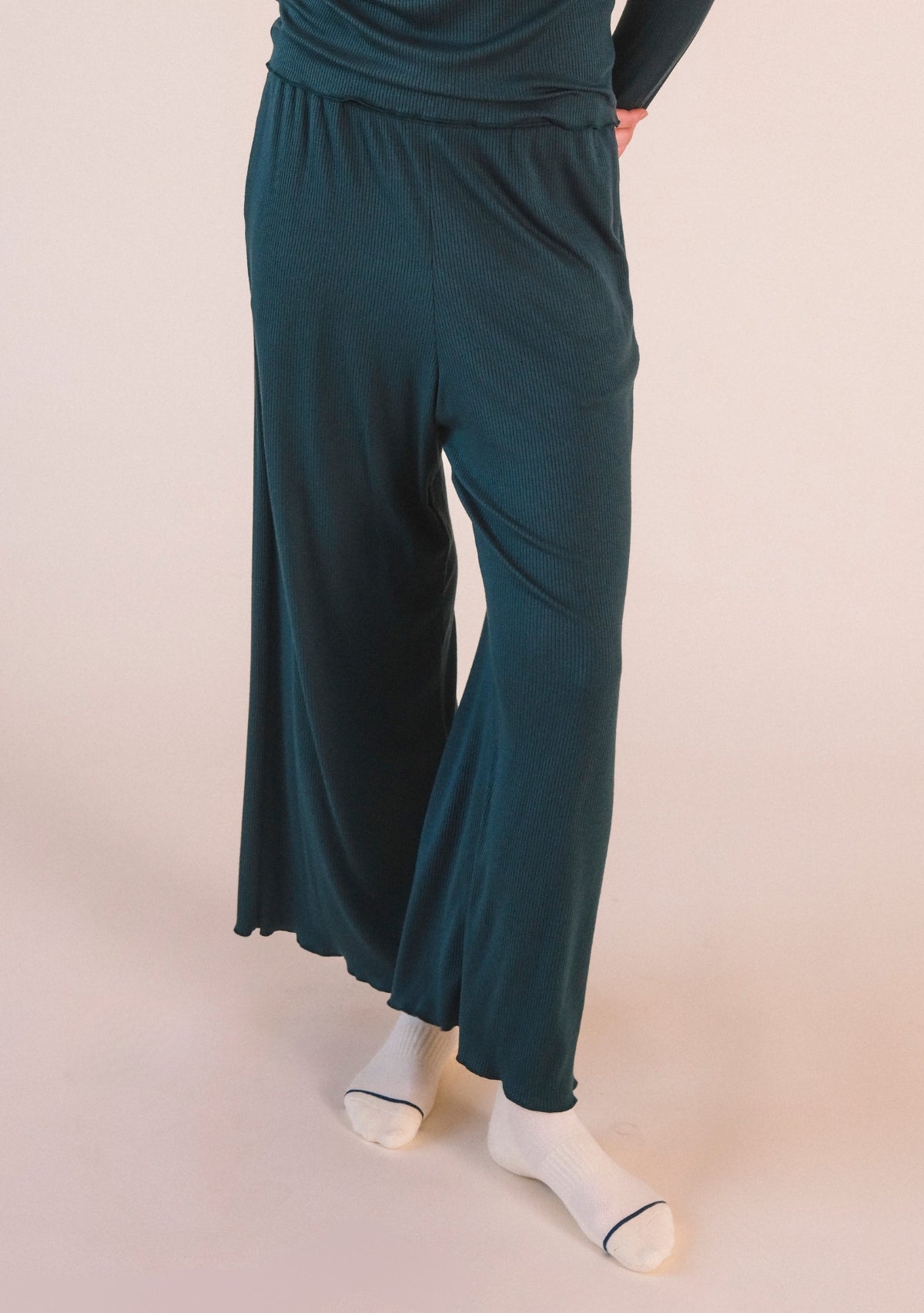 Hedy Ribbed Modal Lounge Pant- Pine - Homeland Harvest