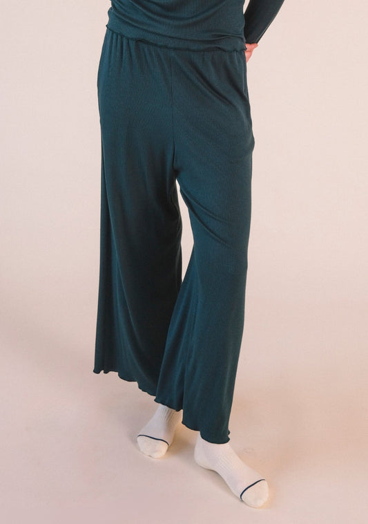 Hedy Ribbed Modal Lounge Pant- Pine - Homeland Harvest
