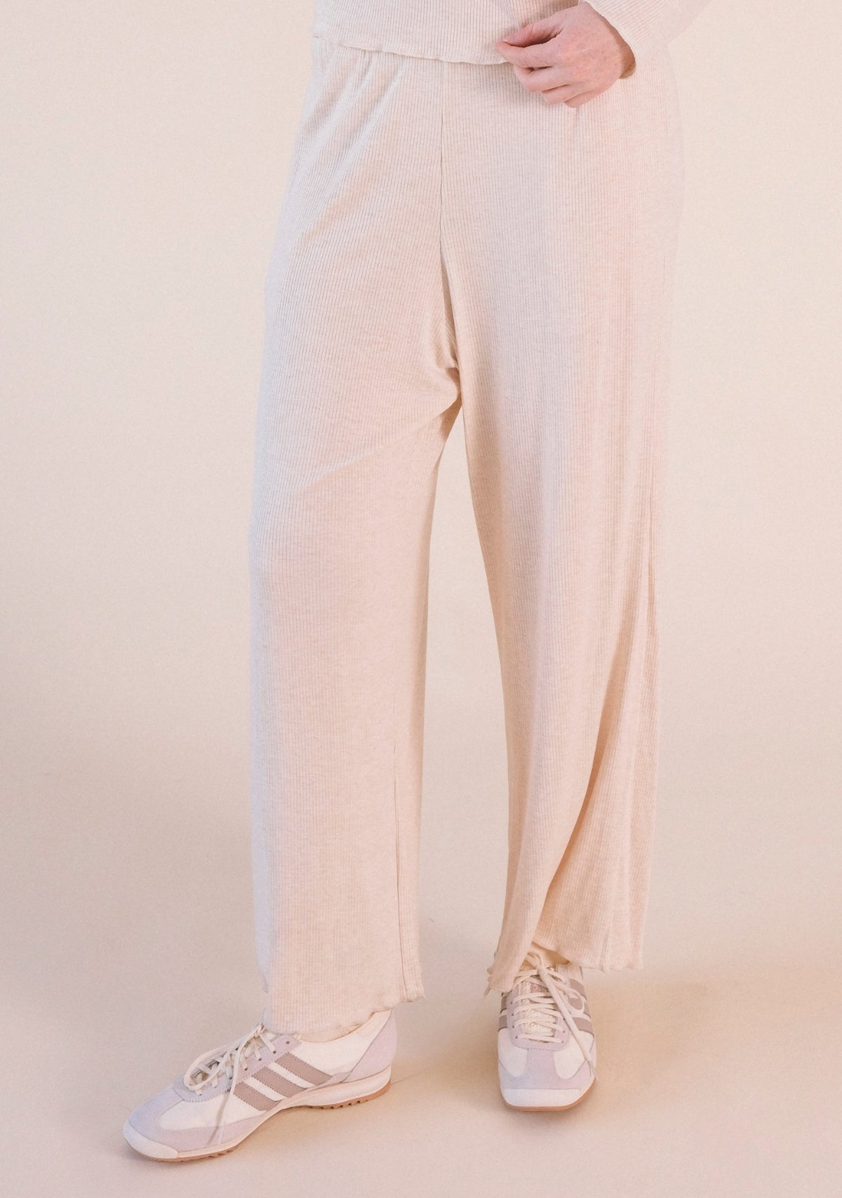 Hedy Ribbed Modal Lounge Pant- Heather Almond - Homeland Harvest