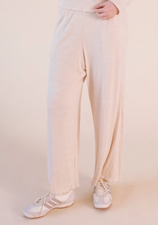 Hedy Ribbed Modal Lounge Pant- Heather Almond - Homeland Harvest