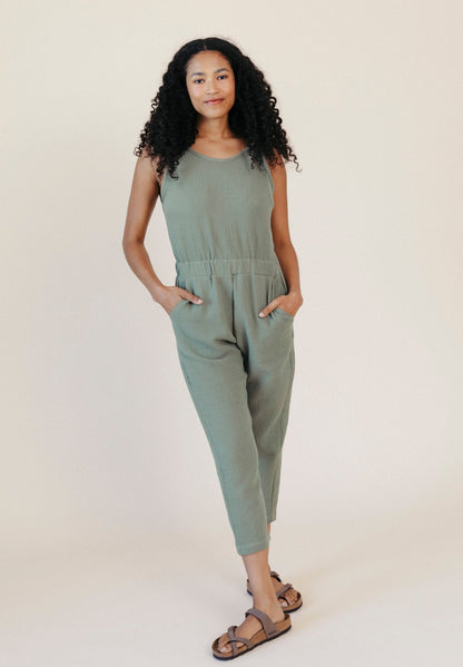 Jameela Organic Cotton Jumpsuit - Seagrass - Homeland Harvest