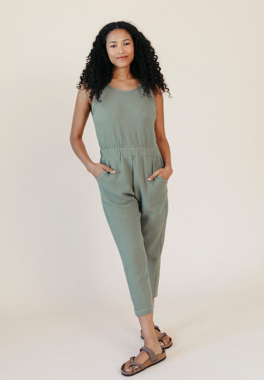 Jameela Organic Cotton Jumpsuit - Seagrass - Homeland Harvest