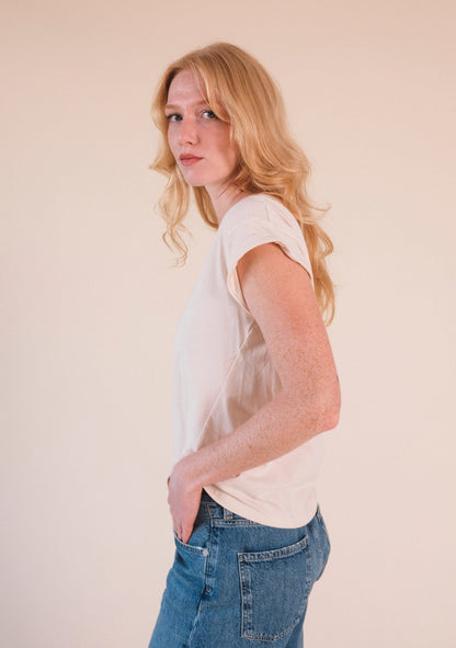 Jane Cuffed Hemp Tee - Natural - Homeland Harvest