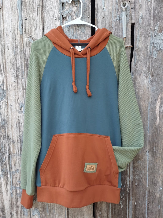 Men's Rust Teal Green Hoodie - Homeland Harvest