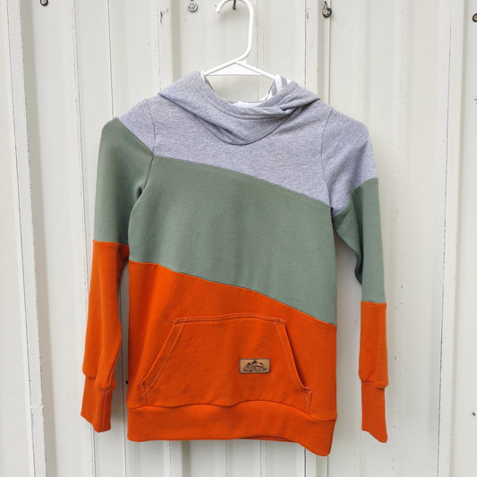 Kids Colorblock Hoodie - Grey, Green, Orange - Homeland Harvest