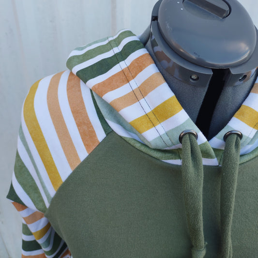 Women's Green Stripes Hoodie - Homeland Harvest