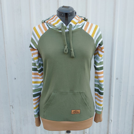 Women's Green Stripes Hoodie - Homeland Harvest