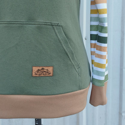 Women's Green Stripes Hoodie - Homeland Harvest