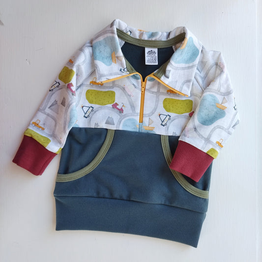 Kids Road Map Half-Zip - Homeland Harvest
