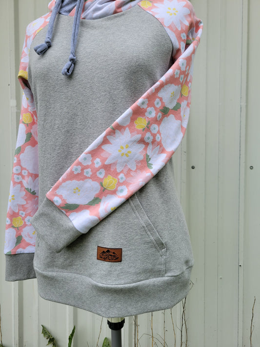 Women's Peach Gray Double Hoodie - Homeland Harvest