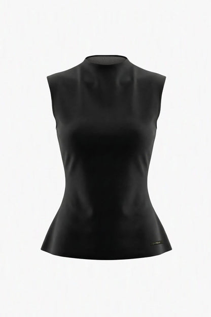 High Neck Peplum Stretch Tank: Reversible & EMF Shielding