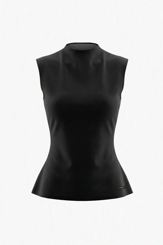 High Neck Peplum Stretch Tank: Reversible & EMF Shielding