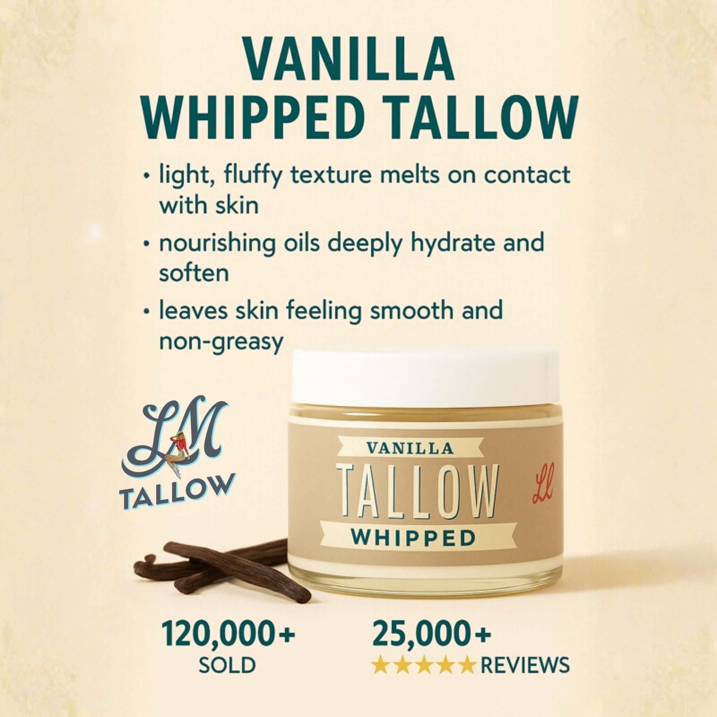 Vanilla Bean Luxury Gift Box | Tallow Skincare, Candle & Soap