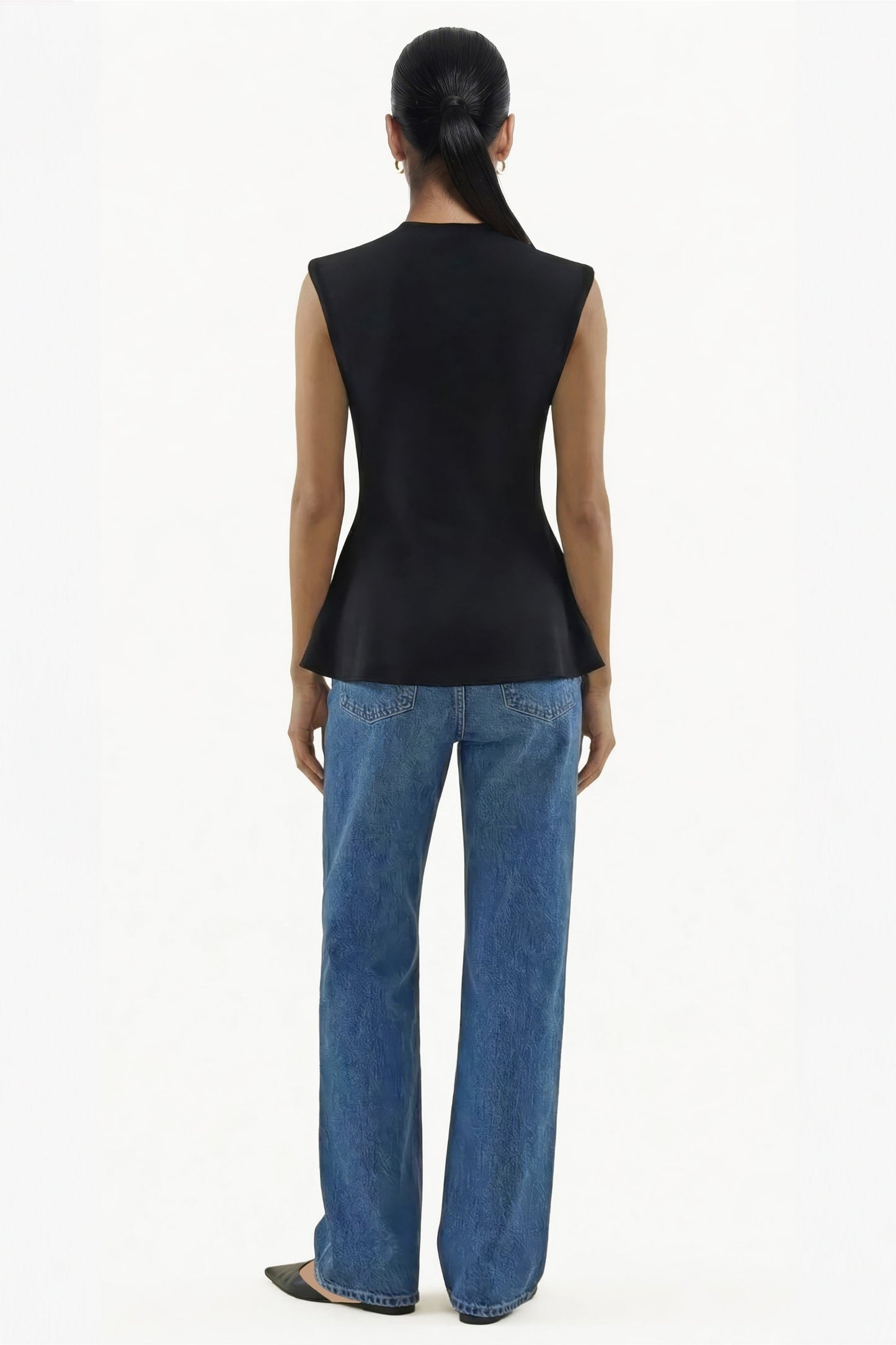 High Neck Peplum Stretch Tank: Reversible & EMF Shielding