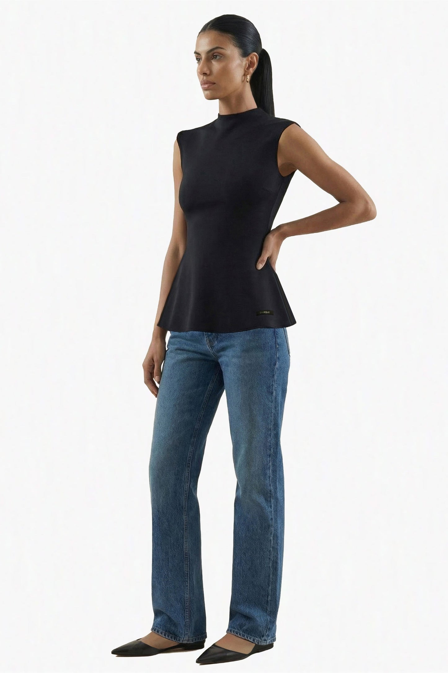 High Neck Peplum Stretch Tank: Reversible & EMF Shielding